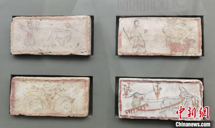 圖為嘉峪關長城博物館館藏文物魏晉墓彩繪畫像磚中豐富多彩的古代農(nóng)牧業(yè)生產(chǎn)活動。(資料圖) 丁思 攝