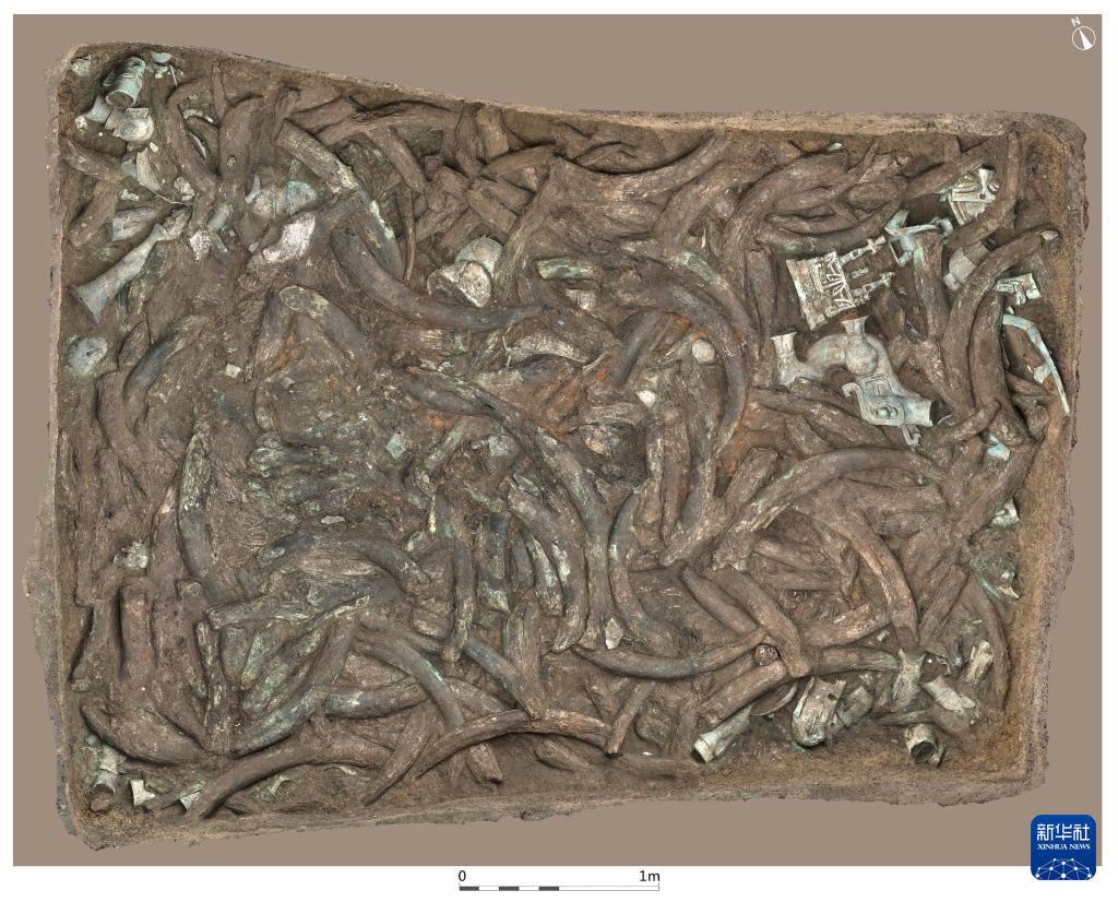 四川廣漢市三星堆商代遺址八號坑（資料圖）。