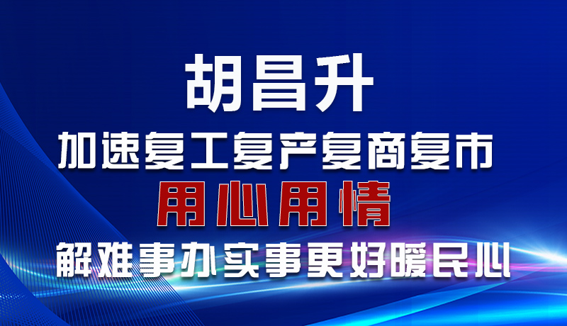 圖解|胡昌升:加速復工復產復商復市 用心用情解難事辦實事更好暖民心