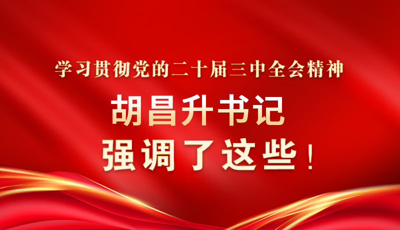 圖解|學(xué)習(xí)貫徹黨的二十屆三中全會精神 胡昌升書記強(qiáng)調(diào)了這些！